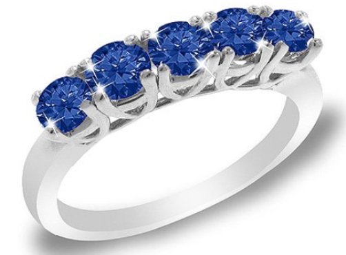 5 Stone Blue Sapphire Ring White Gold_Le architecture